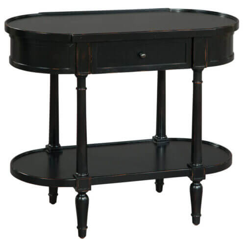 Hekman 27795 ANT BLK OVAL CHAIR SIDE TABLE IM