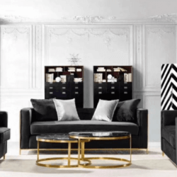 TIJORIS HOME Genesis II Black and Gold 3 Seater Sofa 2020-genblack toronto