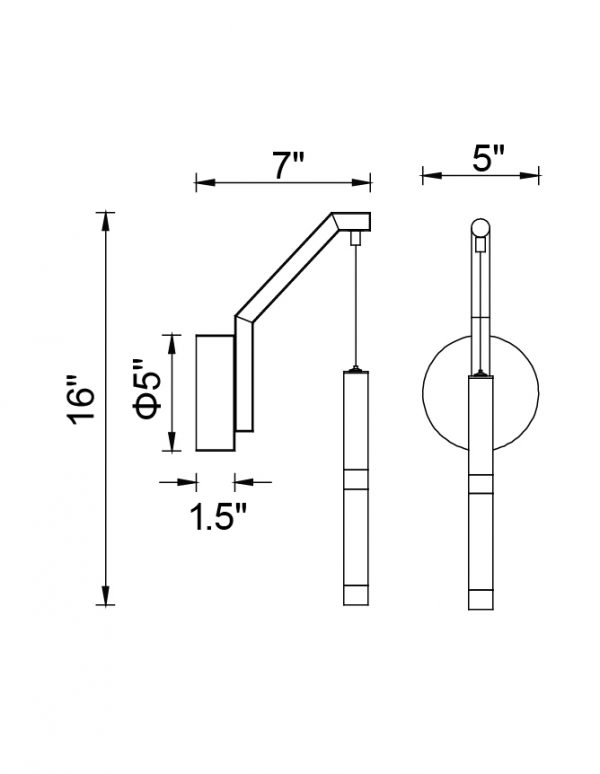 CWI LIGHTING FLUTE 1-LIGHT WALL SCONCE LED 1262W5-1-101 collingwood