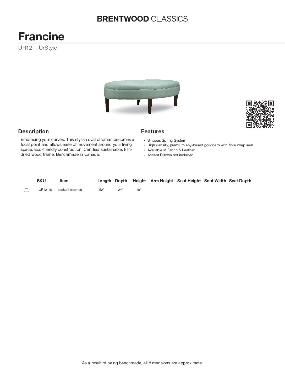 BRENTWOOD FRANCINE OTTOMAN UR12-16 - Image 3