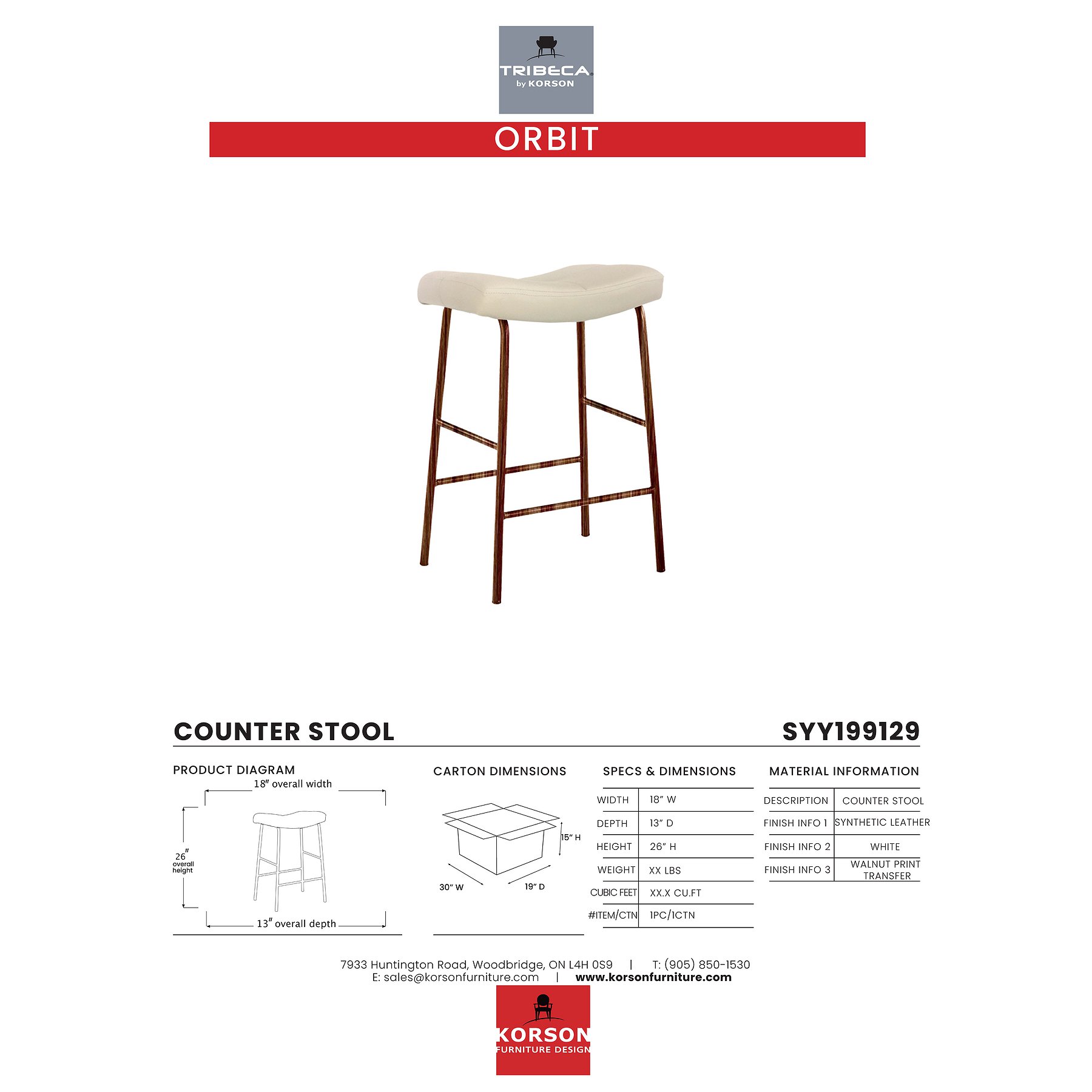 KORSON Orbit Counter Stool Set Of Two SYY199129 CALEDON