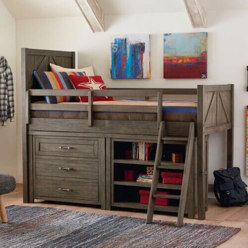 LEGACY CLASSIC KIDS BUNKHOUSE MID LOFT BED TWIN WITH SINGLE DRESSER AND BOOKCASE 8830-8333K newmarket