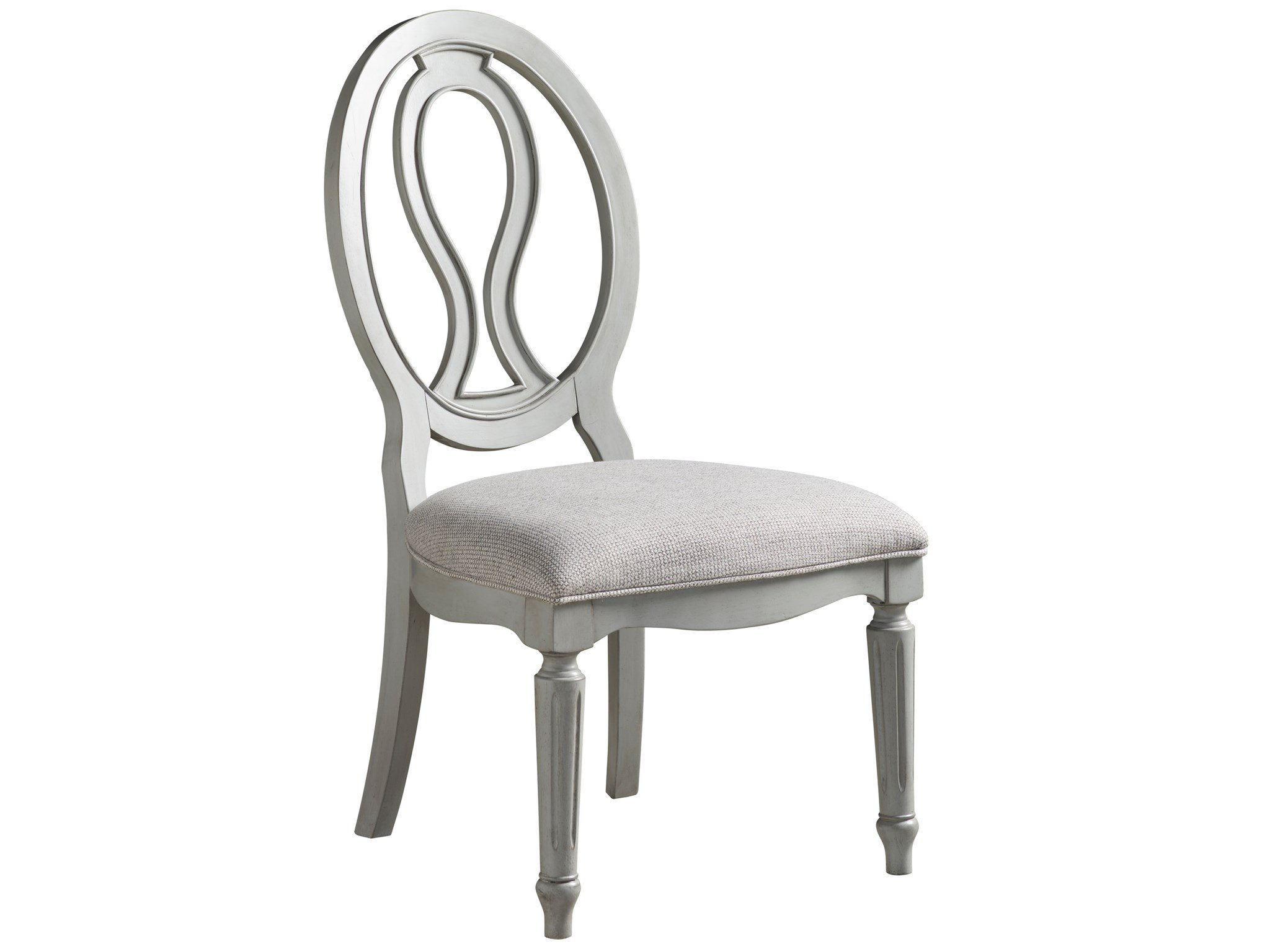 UNIVERSAL FURNITURE SUMMER HILL - FRENCH GRAY PIERCED BACK SIDE CHAIR SET OF TWO 986636-RTA KING CITY