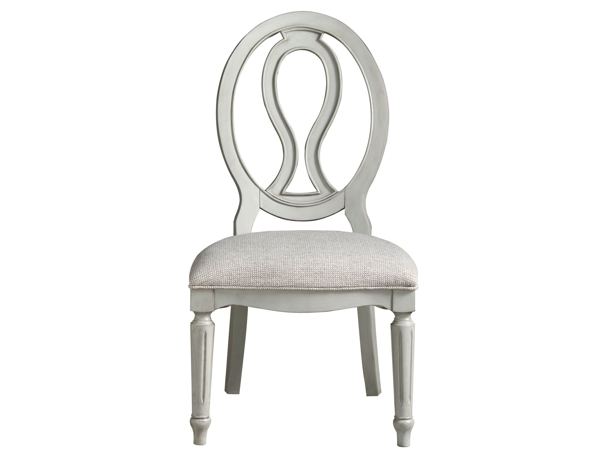 UNIVERSAL FURNITURE SUMMER HILL - FRENCH GRAY PIERCED BACK SIDE CHAIR SET OF TWO 986636-RTA KING CITY