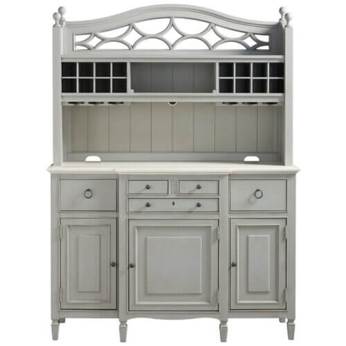 UNIVERSAL FURNITURE SUMMER HILL - FRENCH GRAY SERVING BUFFET WITH BAR HUTCH 986670C NEWMARKET