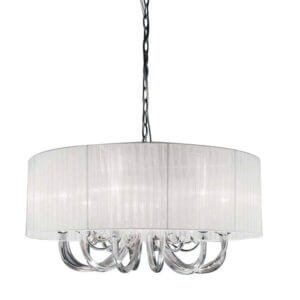 YOUNG LIGHTING CHANDELIER WHITE SHADE 1232C6 burlington