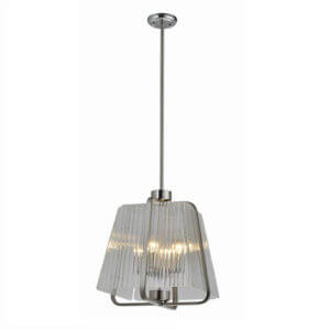 YOUNG LIGHTING PENDANT SATIN NICKEL & CLEAR RIBBED GLASS 1255C4 cambridge