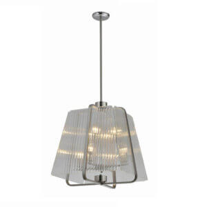 YOUNG LIGHTING PENDANT SATIN NICKEL & CLEAR RIBBED GLASS 1255C8 guelph