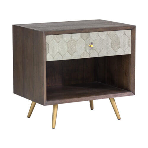 SUNPAN Aniston Nightstand Dark Mango - Taupe Shagreen 104989 brampton