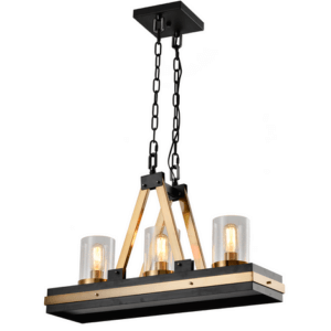 YOUNG LIGHTING 3 LIGHT LINEAR CHANDELIER WITH GLASS SHADE 1288C3 montreal