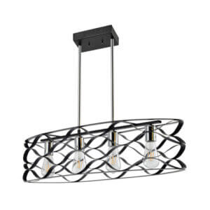 YOUNG LIGHTING 4 LIGHT OVAL CHANDELIER 1333C4-OV-BK cambridge