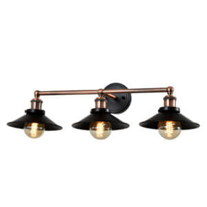 YOUNG LIGHTING 3 LIGHT VANITY BLACK & AGED BRASS 1356WL3-AB barrie