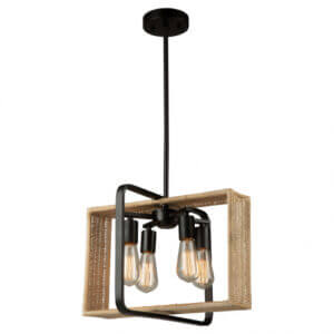 ARTCRAFT PERRIS 4 LIGHT PENDANT RATTAN AC11714BK caledon