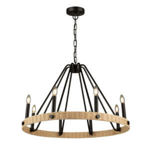 ARTCRAFT PERRIS 8 LIGHT CHANDELIER RATTAN AC11718BK king city