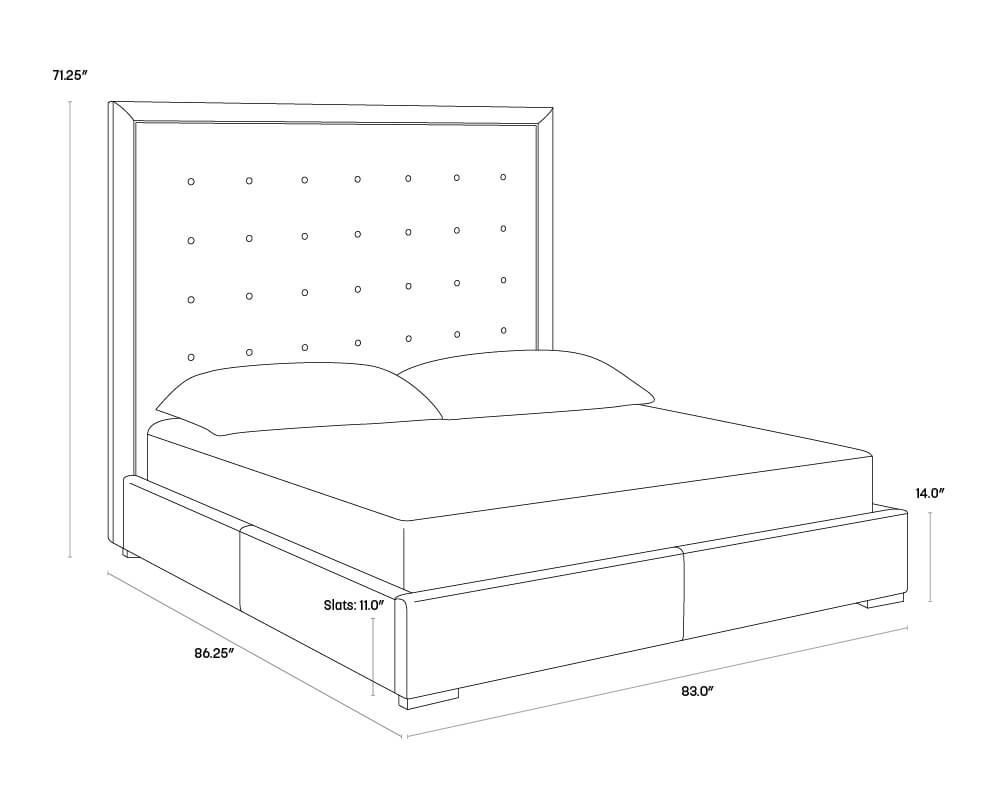 SUNPAN Jackie Bed King - Silver Linen 100379 niagara