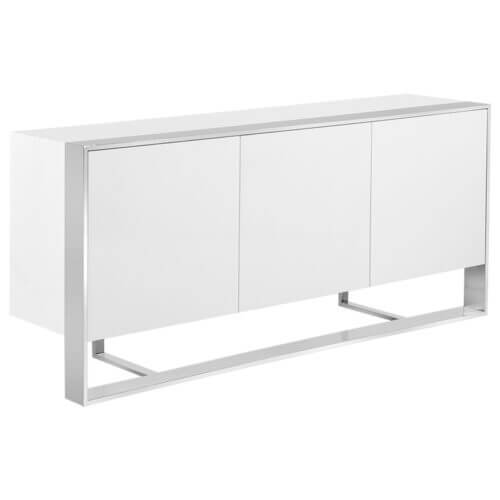 SUNPAN Dalton Sideboard - Stainless Steel - High Gloss White 101658 ottawa