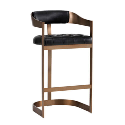 SUNPAN Beaumont Barstool Antique Brass - Cantina Black 103777 aurora