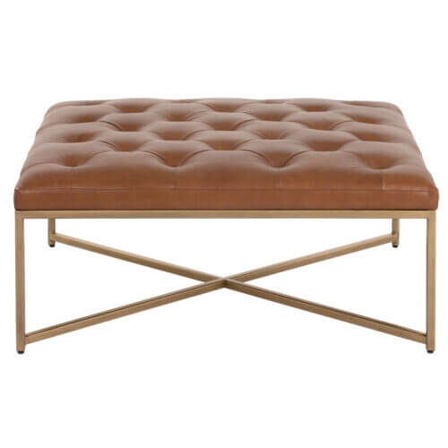 SUNPAN Endall Ottoman - Vintage Camel Leather 104088 montreal