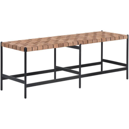 SUNPAN Omari Bench Light Tan Leather 104916 markham