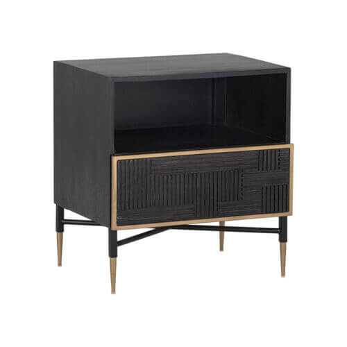 SUNPAN Markwood Nightstand - Brass - Dark Brown 105798 burlington