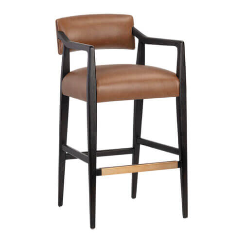 SUNPAN Keagan Barstool - Shalimar Tobacco Leather 106079 ajax