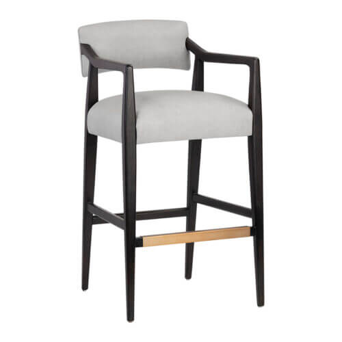 SUNPAN Keagan Barstool - Saloon Light Grey Leather 110556 markham