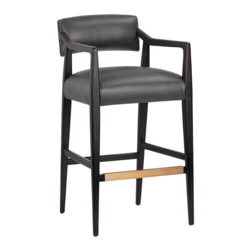 SUNPAN Keagan Barstool - Brentwood Charcoal Leather 110555 toronto