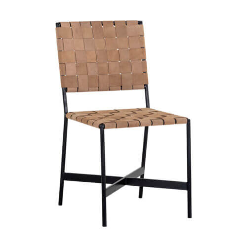 SUNPAN Omari Dining Chair - Black - Light Tan Leather SET OF TWO 106717 halifax