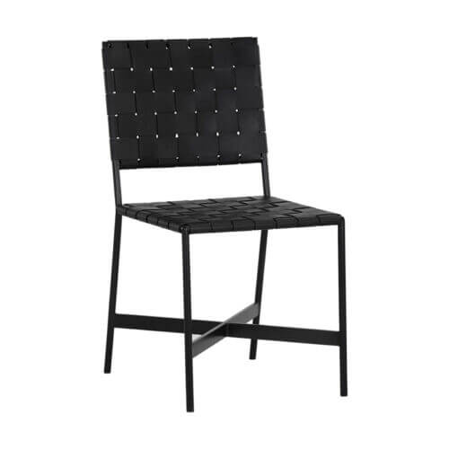 SUNPAN Omari Dining Chair - Black - Black Leather SET OF TWO 106718 vaughan