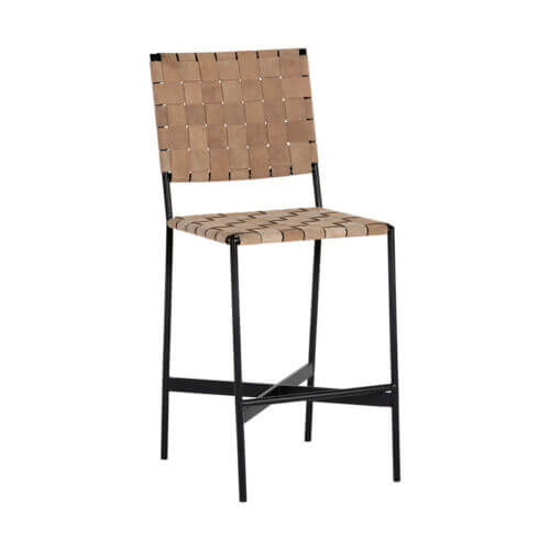 SUNPAN Omari Counter Stool Light Tan Leather 107067 nobleton