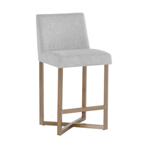 SUNPAN Howard Counter Stool - Antique Brass - Belfast Heather Grey 108533 huntsville