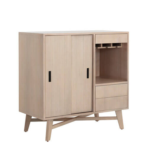 SUNPAN Caven Bar Cabinet - Light Oak 109104 vaughan