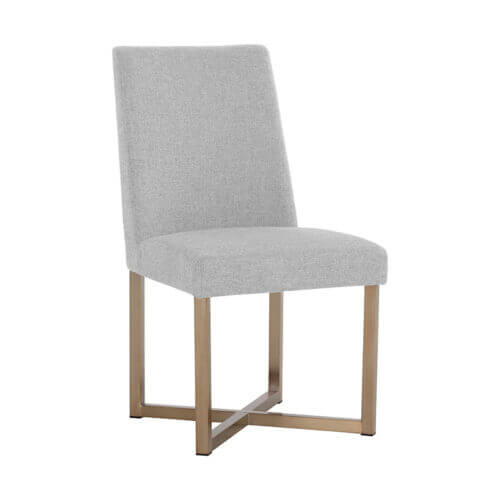 SUNPAN Howard Dining Chair - Antique Brass - Belfast Heather Grey 109168 collingwood