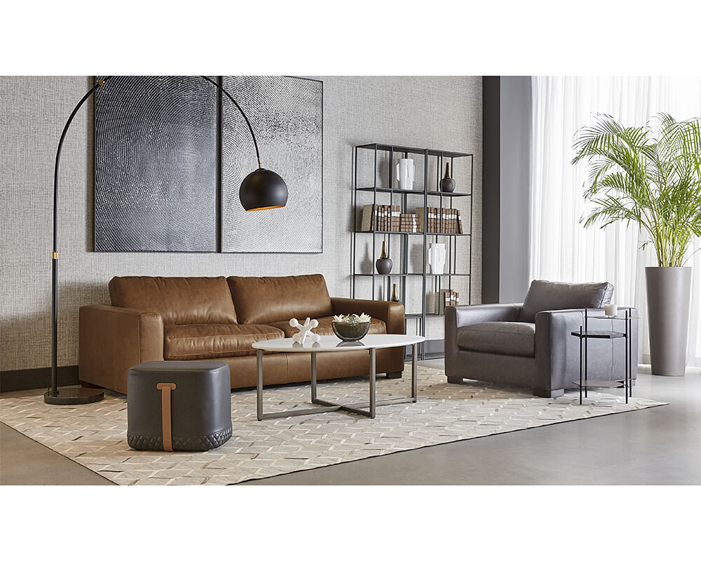 SUNPAN Axio Ottoman Napa Black / Napa Cognac 106070 nobleton