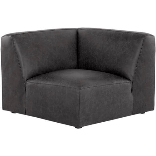 SUNPAN Watson Modular Corner Chair - Marseille Black Leather 106563 maple