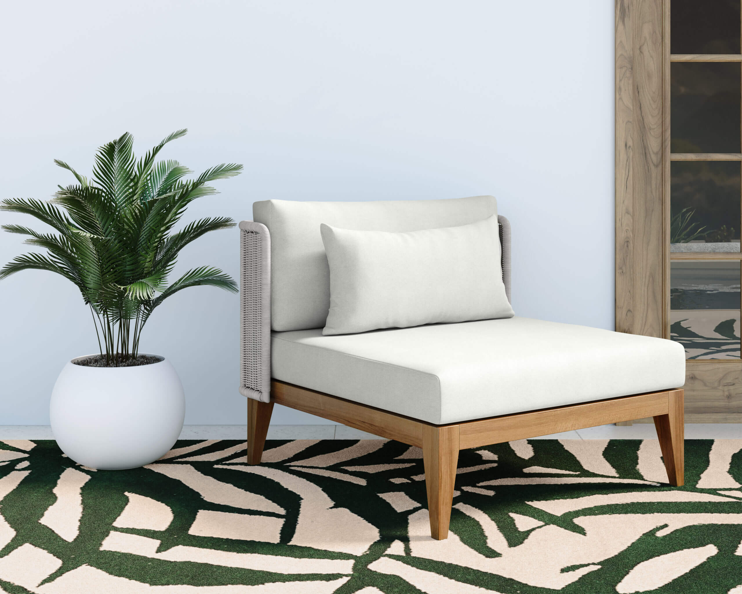 SUNPAN Ibiza Armless Chair Natural - Regency White 109499 collingwood