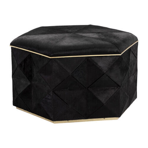 SUNPAN Ashanti Storage Ottoman Large - Gold - Black 108189 newmarket