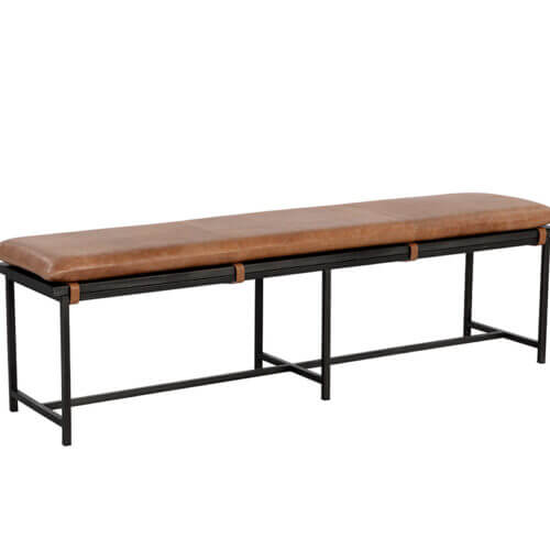 SUNPAN Zancor Bench - Tan Leather 109404 woodbridge