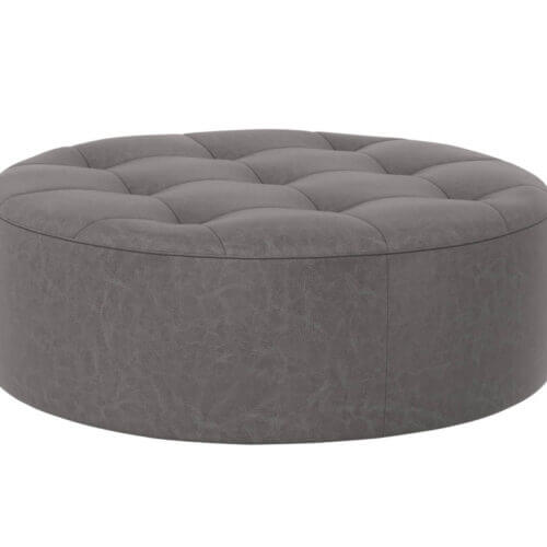 SUNPAN Nilda Ottoman - Vintage Charcoal Leather 110092 laval