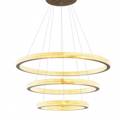 BETHEL SAND GOLD FRAME THREE RING LED CHANDELIER GL313C33G collingwood