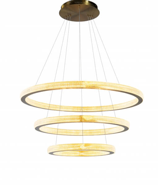 BETHEL SAND GOLD FRAME THREE RING LED CHANDELIER GL313C33G collingwood
