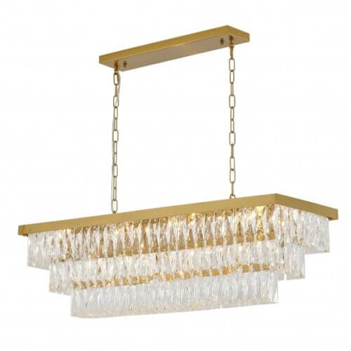 BETHEL SATIN BRASS LINEAR CHANDELIER LA36C38G king city