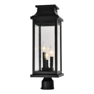 CWI LIGHTING MILFORD 3 LIGHT OUTDOOR BLACK LANTERN HEAD 0418PT7L-3 burlington