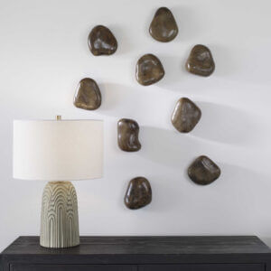 UTTERMOST PEBBLES WOOD WALL DECOR WALNUT SET OF NINE 04323 toronto