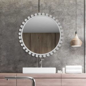 UTTERMOST CYRA ROUND MIRROR WHITE 09788 kingston