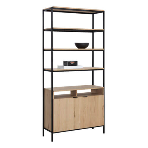 SUNPAN Ambrose Modular Bookcase Large Rustic Oak Black 108794 toronto