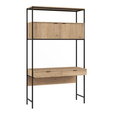 SUNPAN Ambrose Modular Wall Desk Rustic Oak Black 108795 sarnia