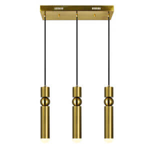CWI LIGHTING LED LINEAR/POOL TABLE CHANDELIER WITH BRASS FINISH 1225P20-3-625 orilla