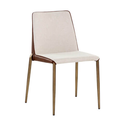 SUNPAN Renee Stackable Dining Chair Belfast Oatmeal / Bravo Cognac SET OF TWO108547