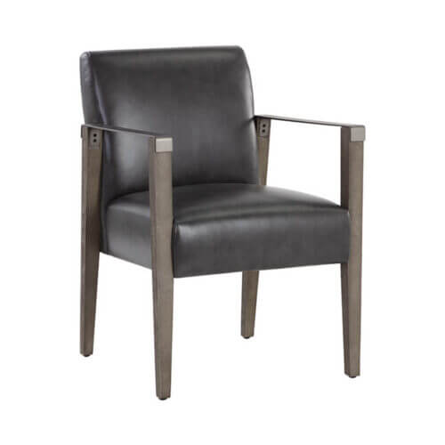 SUNPAN Earl Dining Armchair Ash Grey - Brentwood Charcoal Leather 109092 niagara